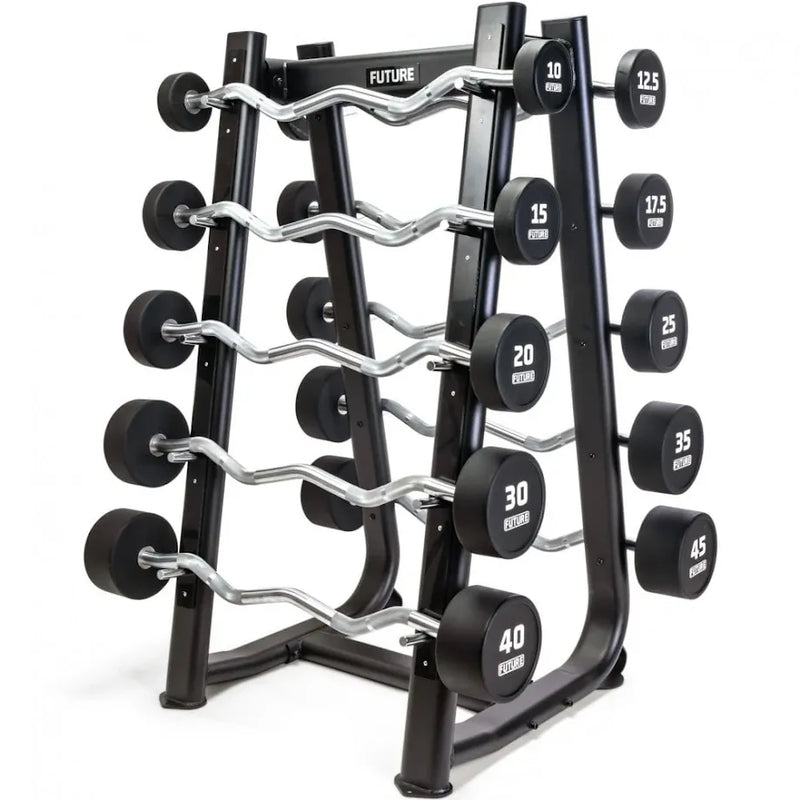 EZ Curl Barbell Set with Storage Rack