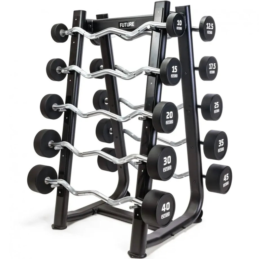 EZ Curl Barbell Set with Storage Rack