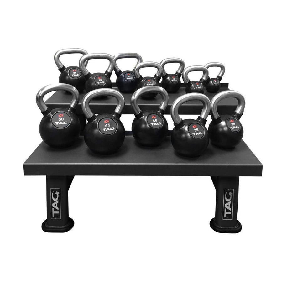 Premium Cast Iron Kettlebell Set with Storage Rack